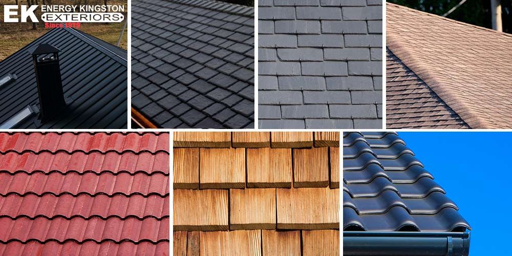 Collage of popular types of roofing shingles in Canada